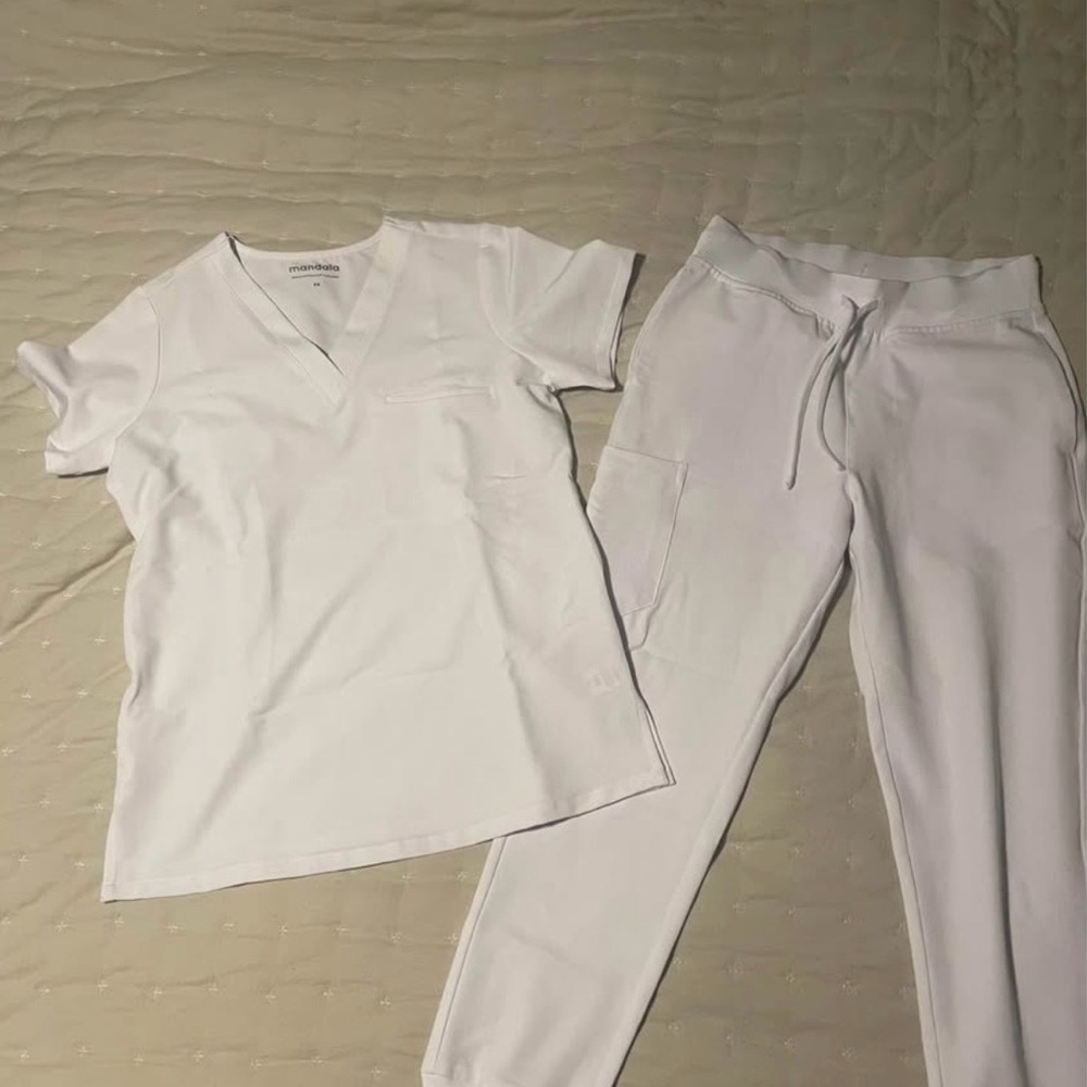 Classic White Women's Scrub Set